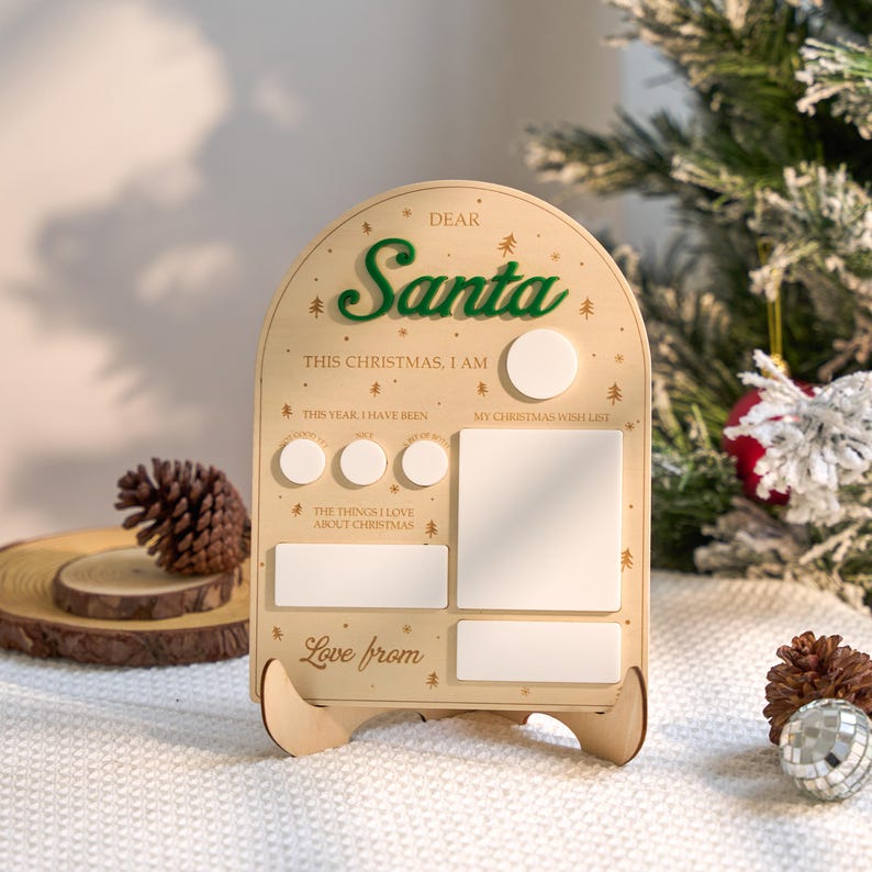 Dear Santa Board, Kids Christmas List Plaque, Dry Erase Christmas Sign