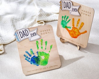 Father's Day Handprint Sign, Perfect Gift For Dad, Hands Down Best Dad Ever, Handprint Keepsake, Gift for Grandpa, DIY Father's Day Craft