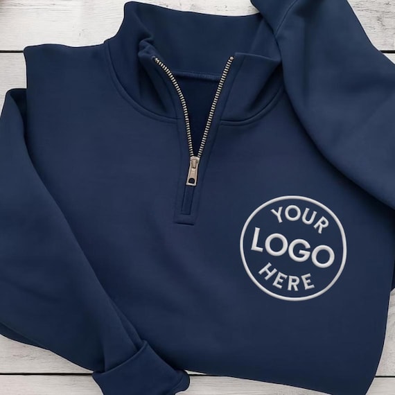 Embroidered Custom Logo Quarter Zip Pullover: Personalized