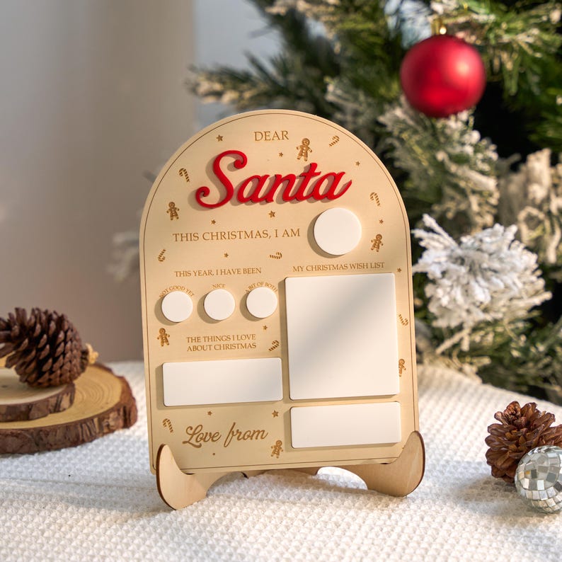 Dear Santa Board, Kids Christmas List Plaque, Dry Erase Christmas Sign