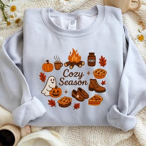 Cozy Season Embroidered Sweatshirt, Cozy Season Sweatshirt, Autumn Sweatshirts, Sweatshirts for Her, Fall Sweatshirt, Cozy Autumn Shirt