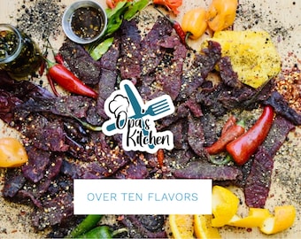 Opa's Homemade Grass Fed Beef Jerky Snacks: 10 Flavors, Made to Order