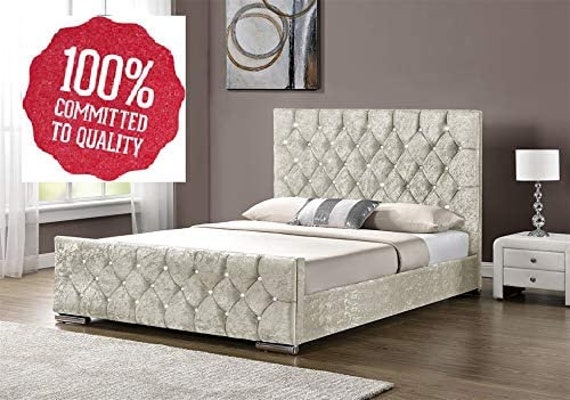 Luxury Alton Bed Frame Finished in Crushed Velvet Fabric in Single