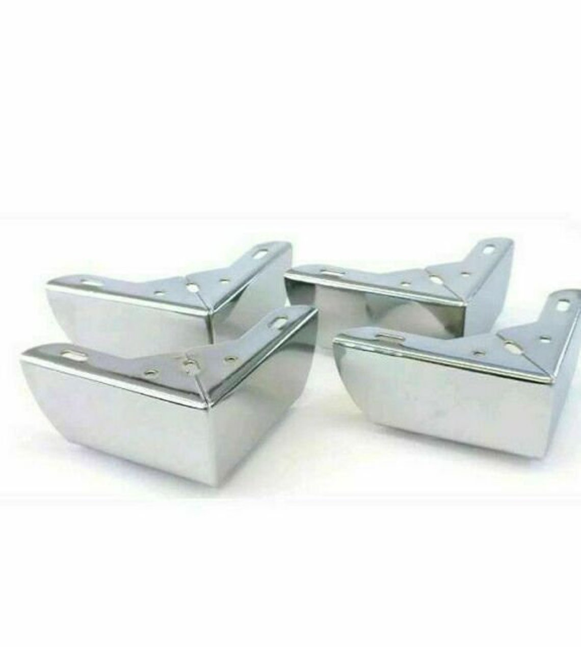 4x Chrome Corner Legs Furniture Feet Sofas Bed Wardrobe Etsy