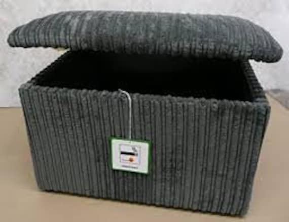Black Small Jumbo Cord Fabric Storage Box/Pouffe Footstool