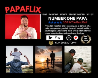 Editable PAPAflix Movie Poster, Papa Birthday Gift (Canva Template, Digital File)