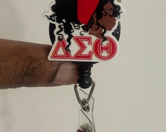 Delta Hair Wrapped  Sorority Badge Reel/ID Holder