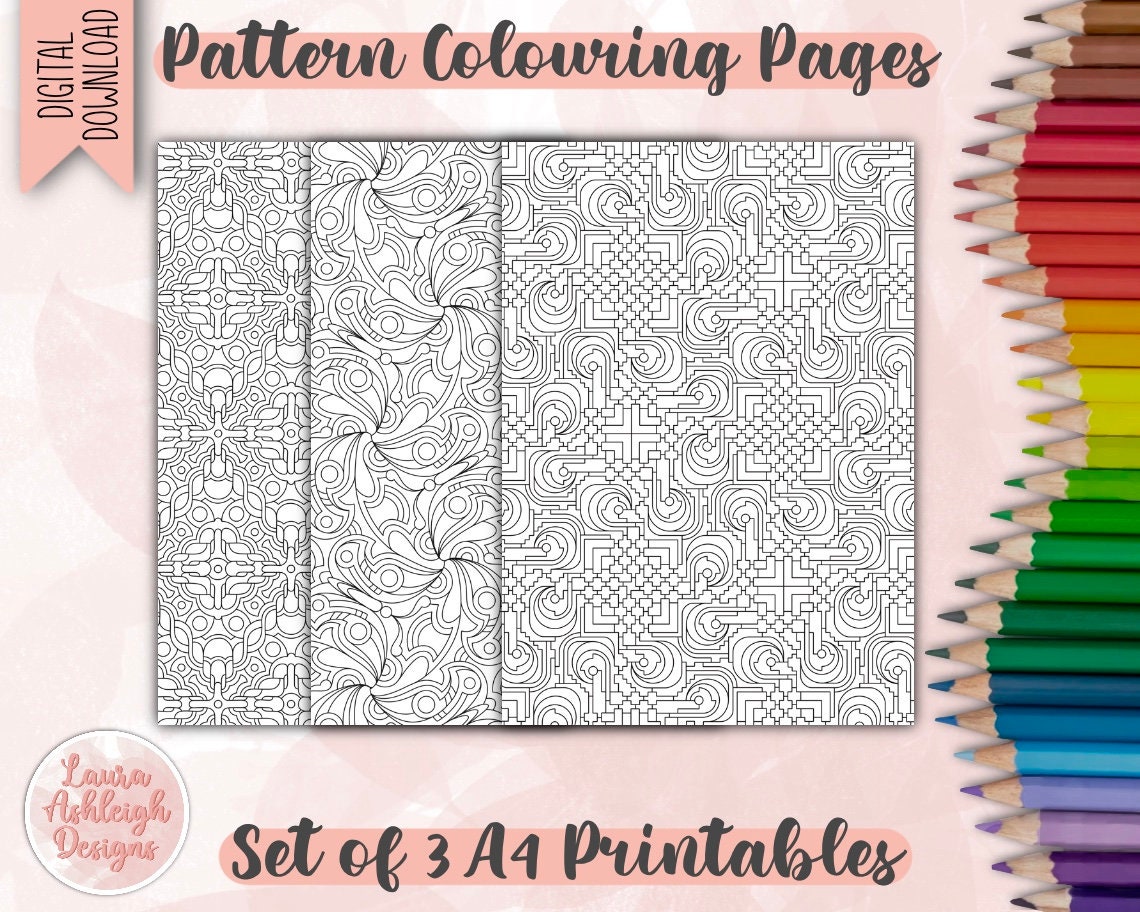 3 A4 Pattern Colouring Pages Adult Coloring Pages Kids Colouring ...