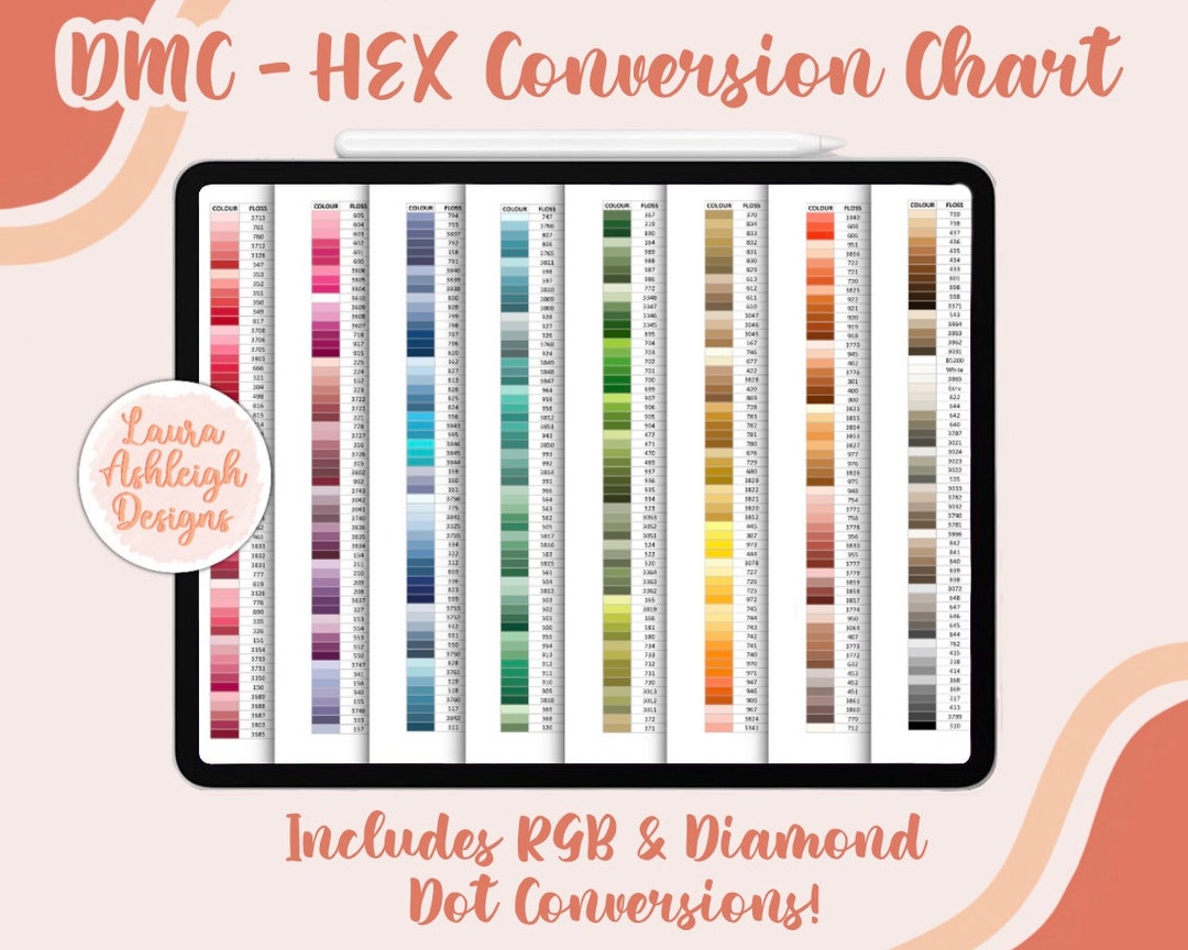 DMC Hex RGB Diamond Dot Conversion Chart Digital PDF Etsy