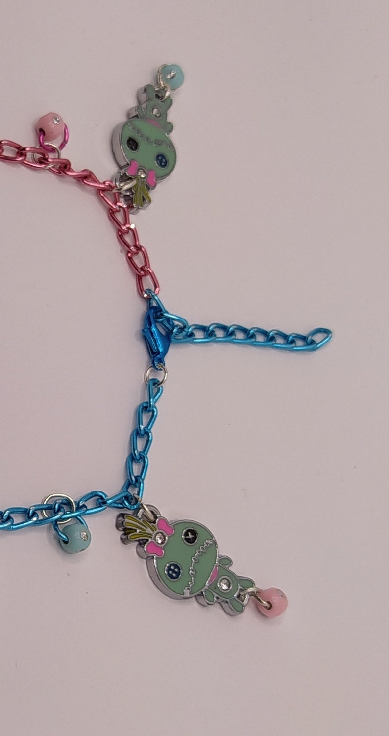 Stitch bracelet angel and scrump charms pink and blue | Etsy