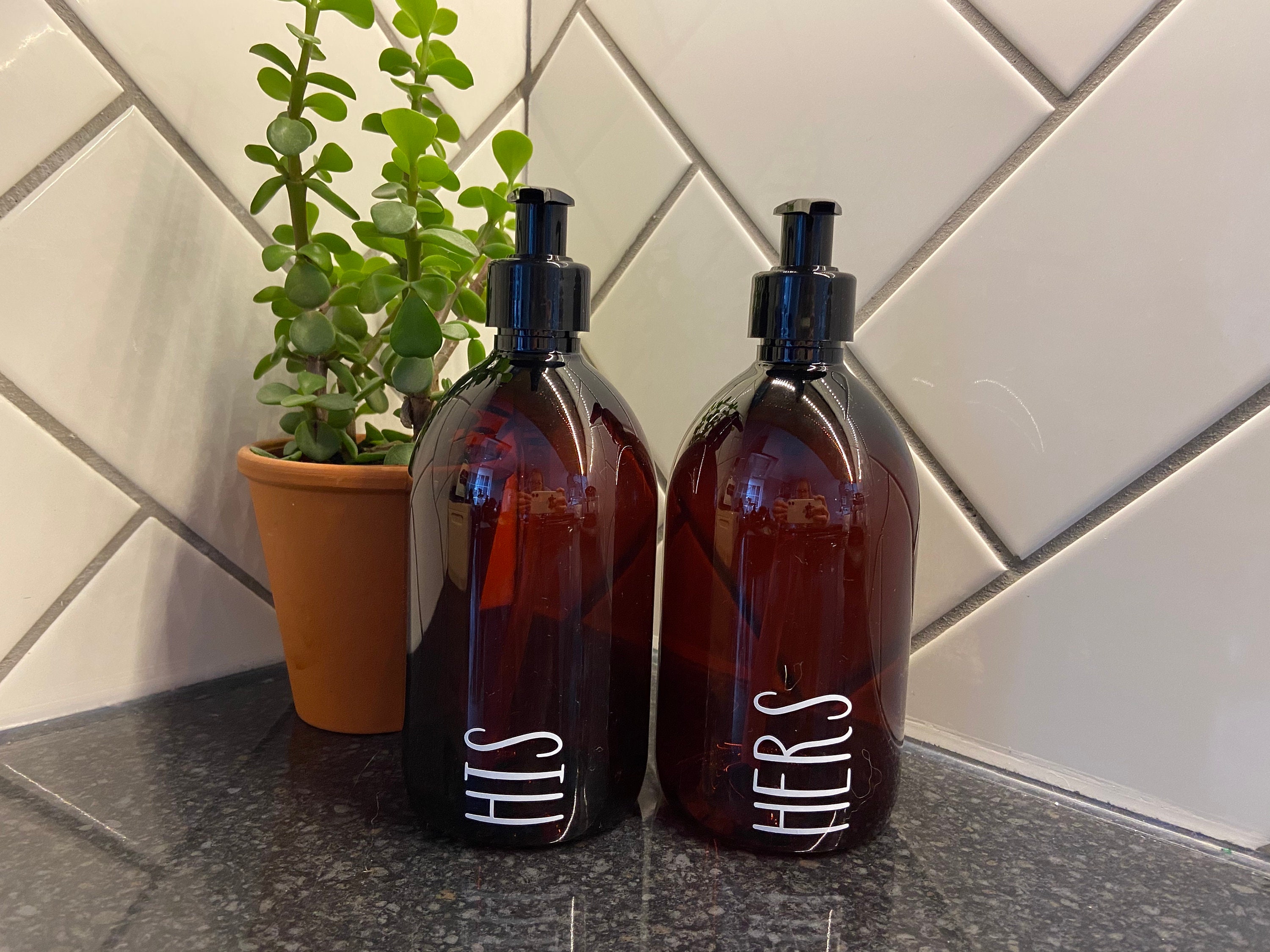 Amber 500ml Pump Bottles Personalised Refillable Etsy