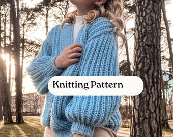 Chunky Mohair Cardigan Pattern with Video Tutorial, Knitting Pattern for Beginners and DIY Gifts for Knitters, PDF Download