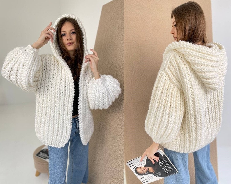 Maxi Fall Cardigan, Cozy Puff Sleeve Cardigan, Handknit Maxi Fall Cardigan, Cozy Puff Sleeve Cardigan, Handknit