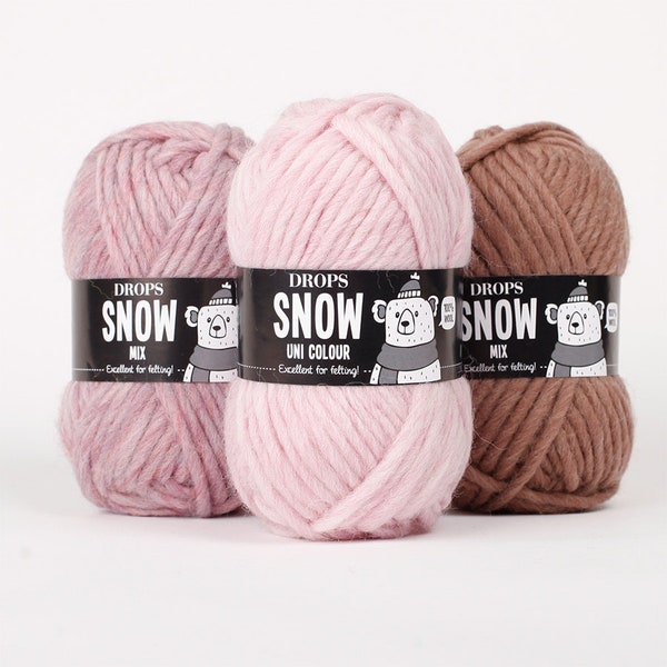 DROPS Snow Wool Super Bulky Yarn  - Ideal for felting, Warm and Comfortable Garments