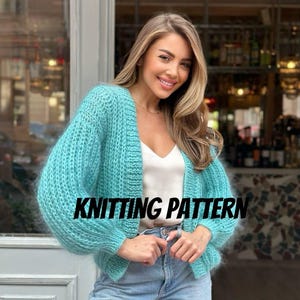 Easy Knit Cardigan Knitting Pattern, Handknit Beginner Easy Knit Cardigan Knitting Pattern, Handknit Beginner