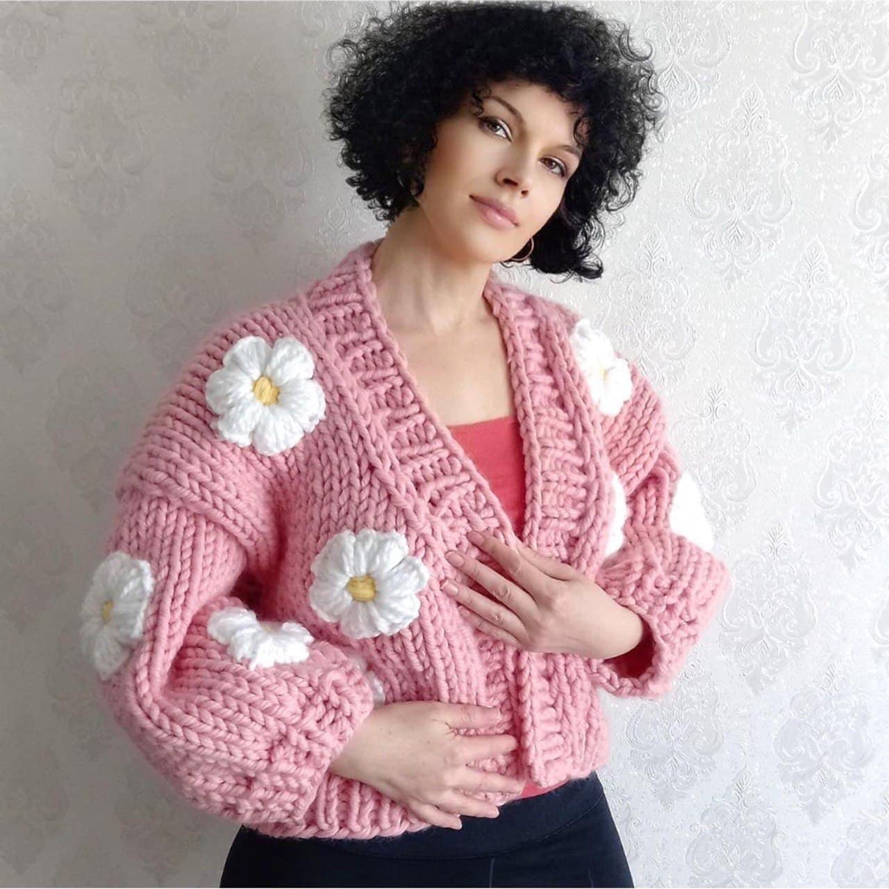 oversized flower cardigan