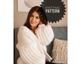 送料無料 いつまで Sleeve Balloon Knit Chunky Cardigan Pattern Knitting トップス