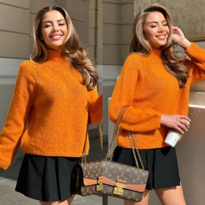 Woolen Handknit Sweater, Soft Alpaca Sweater, Cropped Wool Sweater, Handmade Fluffy Jumper, Alpaca Sweater Gift