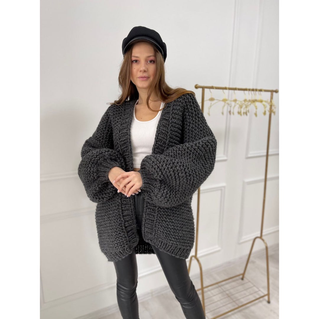 Chunky Knit Cardigan Cable Knit Cardigan Oversized Woman - Etsy Canada