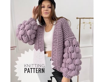 Super grobstrick muster, Anfänger leicht gestrickte slouchy strickjacke, Handgestrickte muster