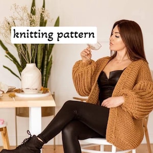 Balloon Sleeve Cardigan Pattern, Beginner Friendly Cardigan Pattern, Easy Knit Cardigan, Handknit Cardigan, Simple Modern Knit Pattern