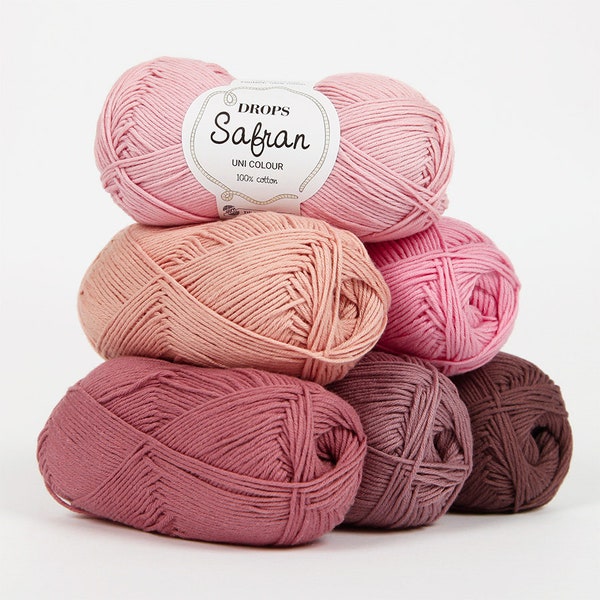 DROPS Safran - COTTON Yarn - Everyday specially Crafting: Knitted Crocheted for Summer wear, Baby clothes and Accessories