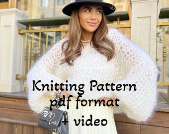 Chunky knitting sweater pattern, Knit sweater knitting pattern, Oversized sweater pattern, Intermediate Beginner knitting vest