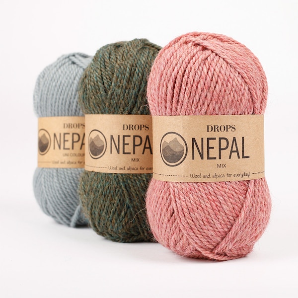 Drops NEPAL - ALPAGA - Idéal pour le bricolage de tous les jours et les créations d'automne douillettes : des vêtements confortables au crochet en feutre