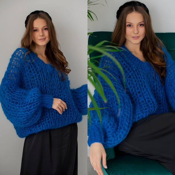 Comfortable Chunky Jumper, Loose Casual Sweater, Fluffy Custom - Main Image