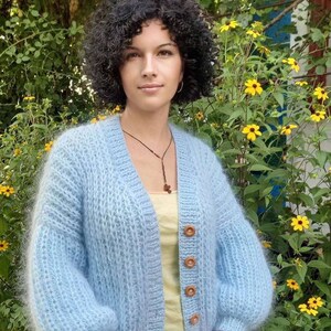 Mohair Cardigan Chunky Knit Cardigan Mohair Sweater Crop - Etsy
