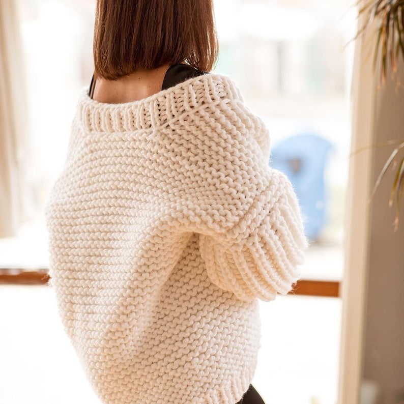 Chunky Knit Balloon Sleeve Cardigan Knitting Pattern Oversize Etsy