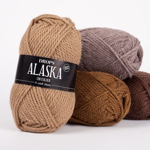 Drops Alaska, Drops Wool, 10 Ply Aran Yarn Worsted Weight Wool, Untreated  Yarn, Drops Yarn for Hat Sweaters Mittens Knitting Yarn, Pure Wool 