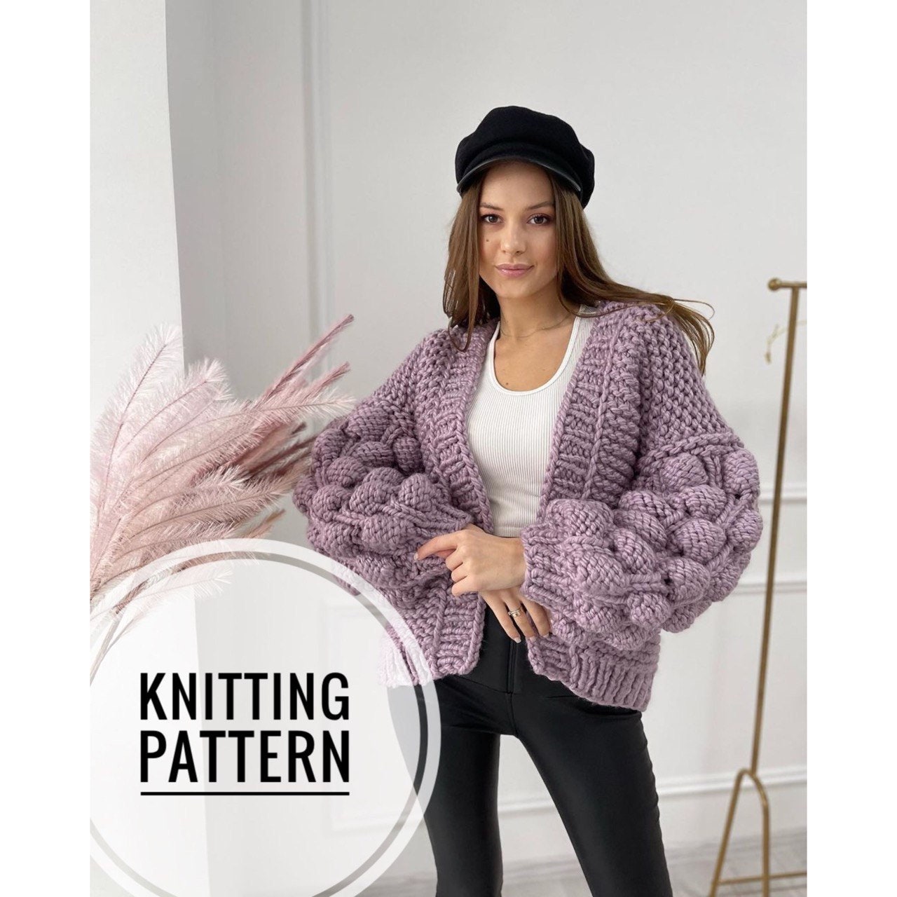 Chunky Knit Cardigan Knitting Pattern Bubble Sleeve Cardigan Etsy