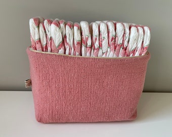 Pink double gauze diaper basket