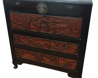 Commode chinoise, fabriquée dans les années 1950, peut-être avant cela, meuble bar, sculpté à la main, style antique, bar chinois fait main