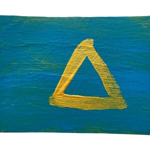 Pittura acrilica originale in miniatura Triangolo d'oro 85 x 55 mm