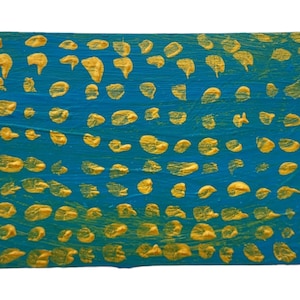 Pittura acrilica originale in miniatura Quadrati d'oro 85 x 55 mm