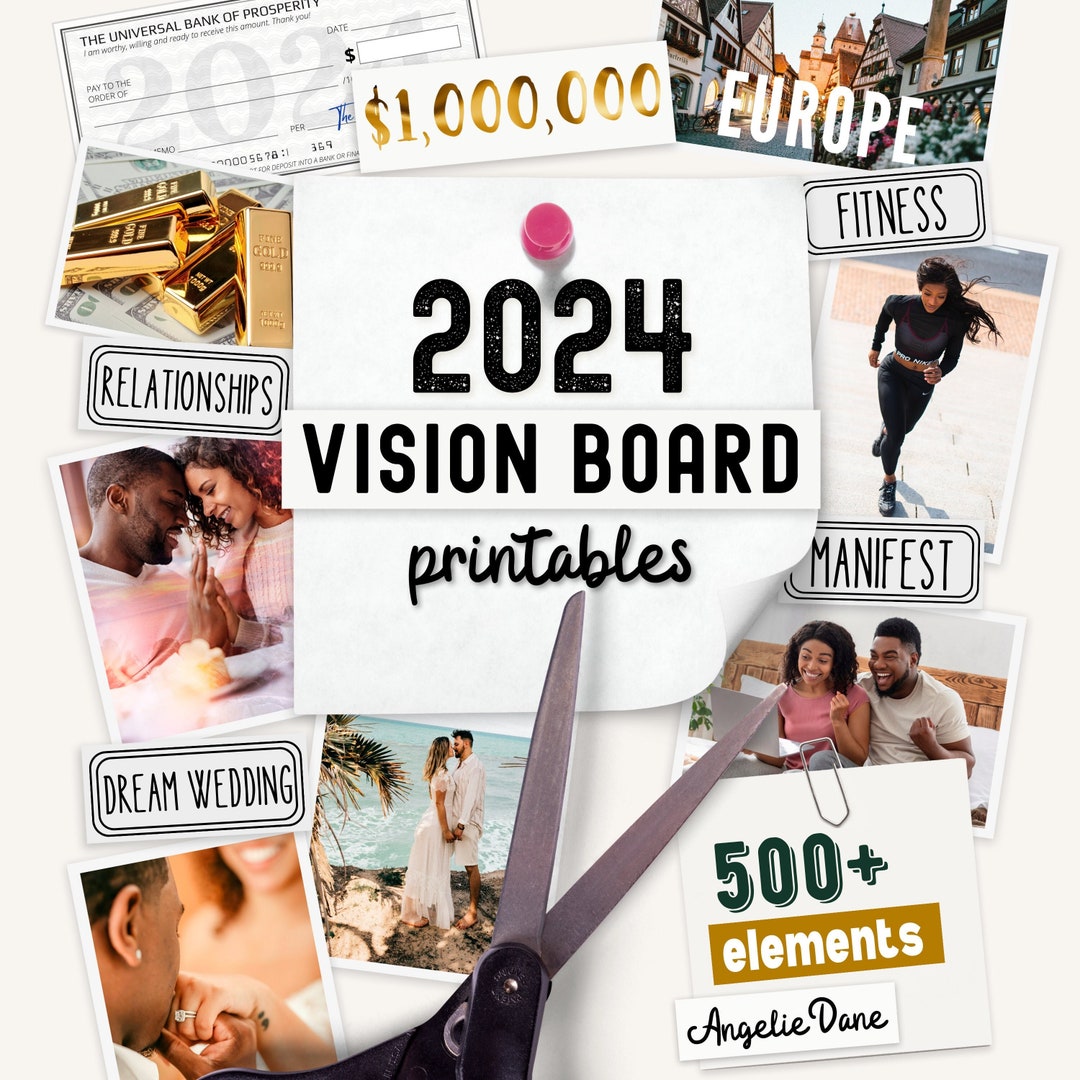 2024 Vision Board Clip Art Printables 500 Images, Quotes, Affirmations ...