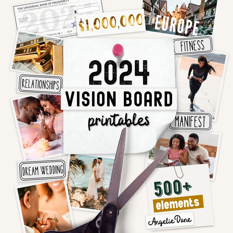 2024 Vision Board Clip Art Printables 500 Images, Quotes, Affirmations