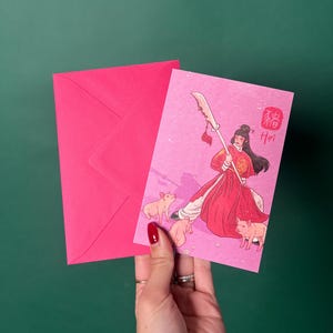 Carte de voeux avec enveloppe Cochon - Signes du zodiaque vietnamien et chinois (asiatique), Année du Cochon