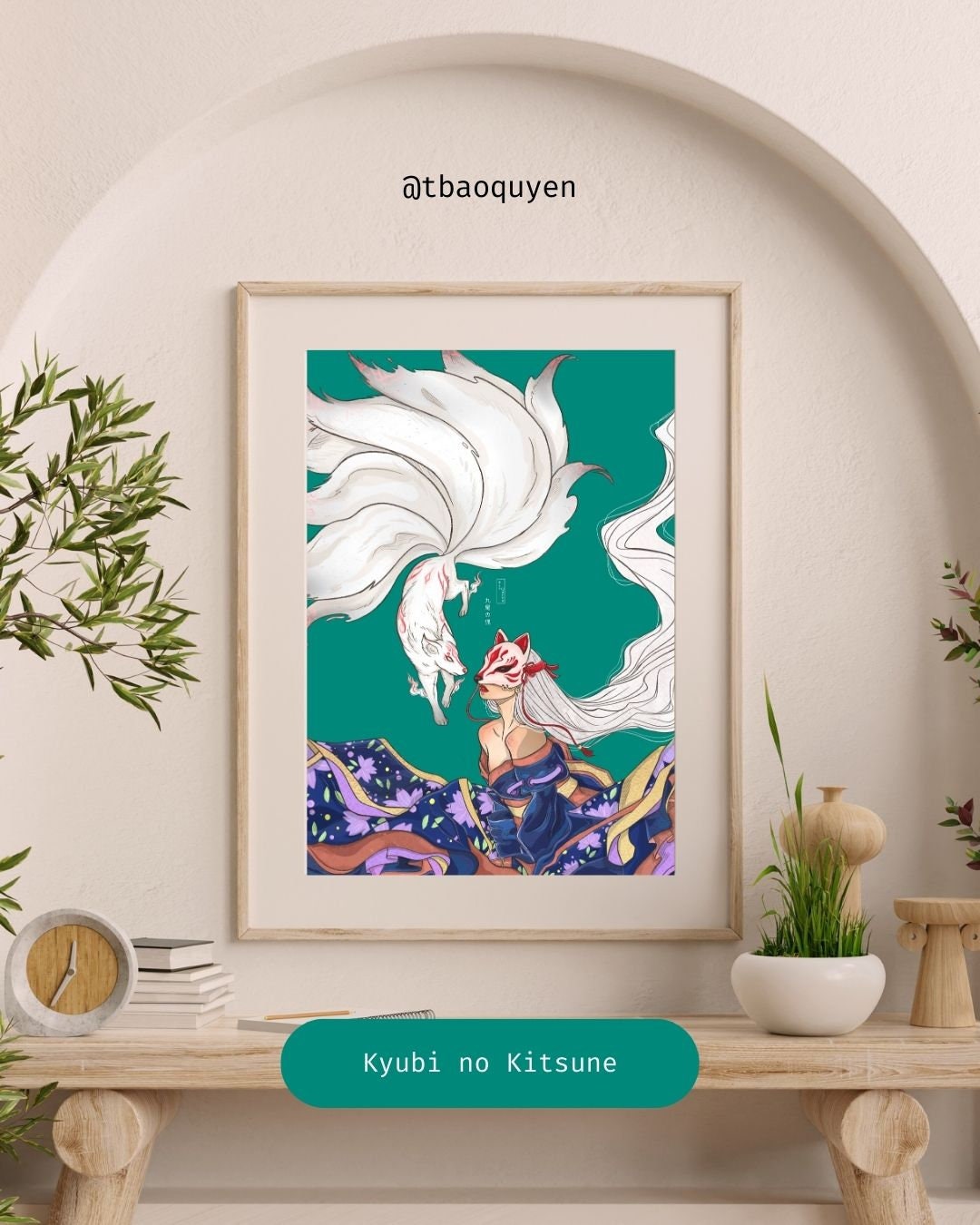 Kyubi no Kitsune | Japanese Yokai | Japanese Myth | Japanese Legend | Japan Print | Japan Art | Japan Illustration | Asia Poster Print