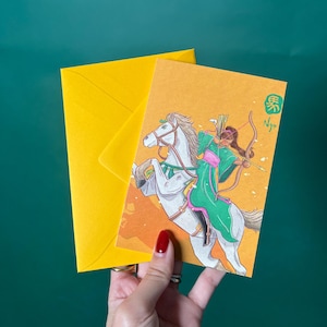 Cartes de voeux cheval avec enveloppe - Signes du zodiaque vietnamien et chinois (asiatique), année du cheval
