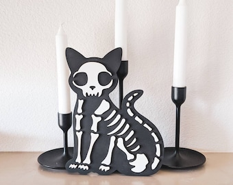 3D Black Cat Skeleton Shelf Sitter
