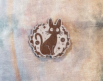 JiJi Cat Wood Needle Minder: Embroidery Needle Keeper
