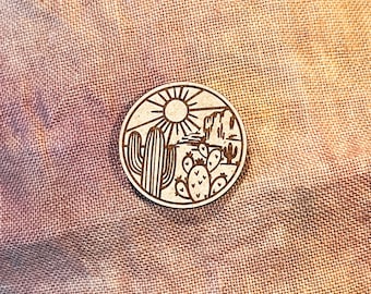 Wood Desert Landscape Needle Minder: Cross Stitch Embroidery Keeper