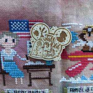 Beauty and the Beast Wood Magnetic Needle Minder: Embroidery Needle Keeper