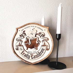 3D Engraved Leaky Cauldron Wood Sign