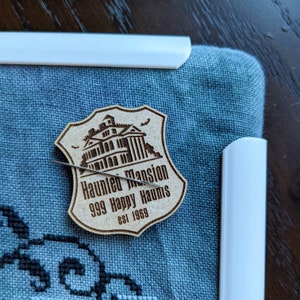 Haunted Mansion Wood Magnetic Needle Minder: Cross Stitch Embroidery Keeper