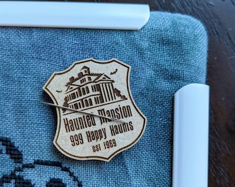 Haunted Mansion Wood Magnetic Needle Minder: Cross Stitch Embroidery Keeper