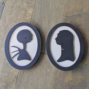 Jack and Sally Victorian Silhouettes 3D Wood Sign